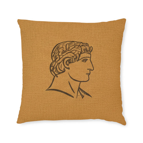 END USER INTERIORS PROTO-VANITY Classical Bust Square Pillow – Ancient Greek Profile Decorative Throw Pillow