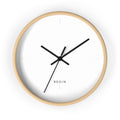 END USER PROTO-VANITY COLLECTION Minimalist Wall Clock — Modern White Face, Natural Wood Frame