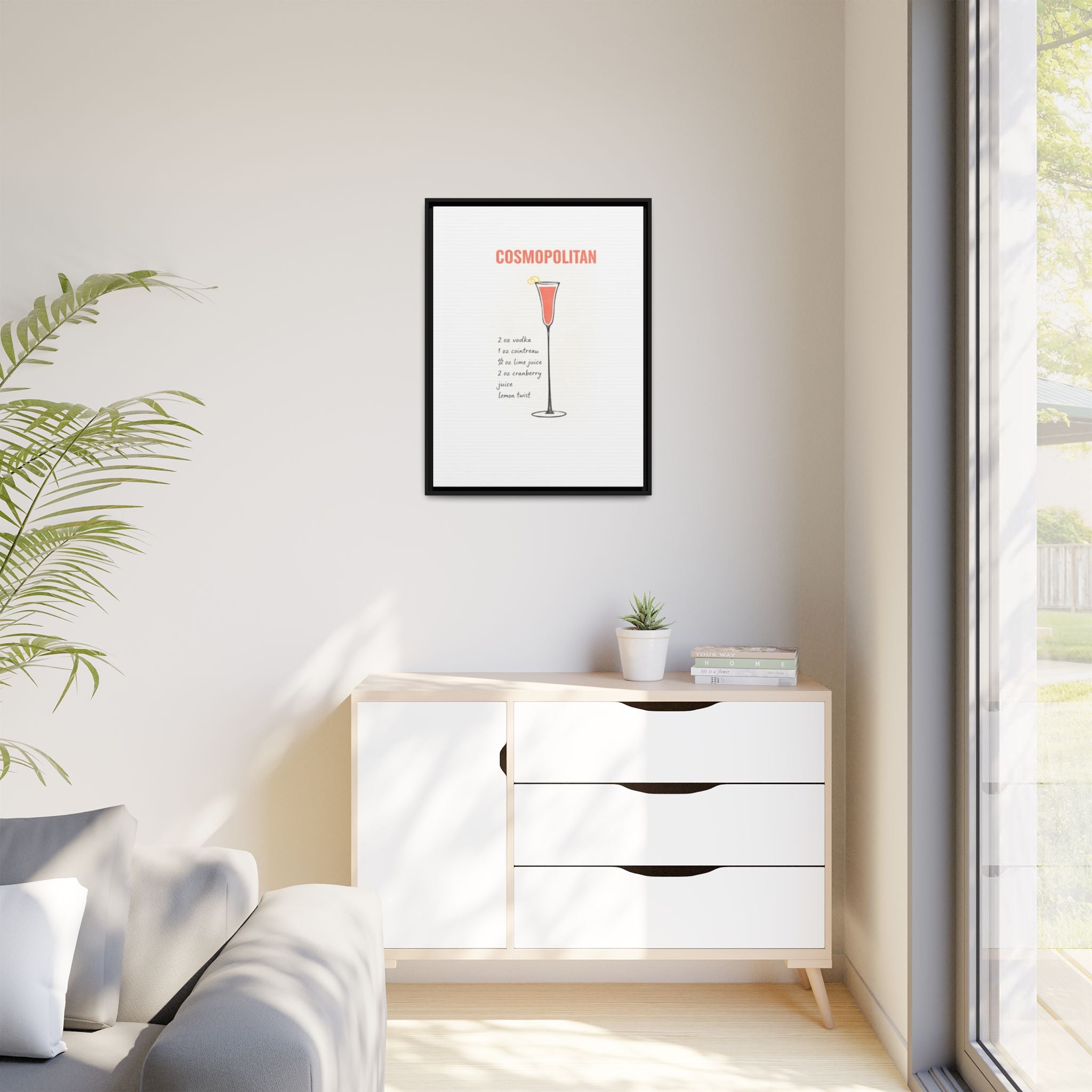 Cosmopolitan Cocktail Framed Canvas Print — END USER COMFY FORMULA